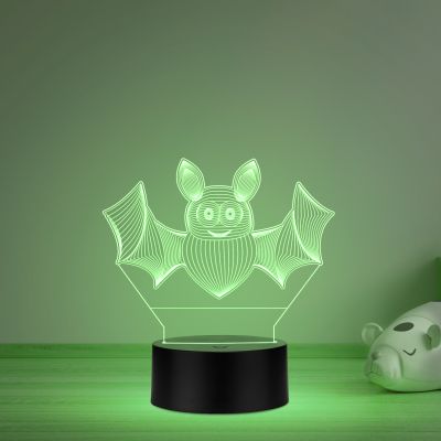 3D Illusion Bat Animal Led Night Lamp Multicolored Room Decor